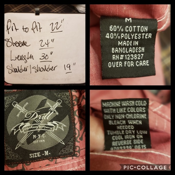 DRILL NYC MENS BUTTON DOWN SHIRT M - Picture 7 of 7